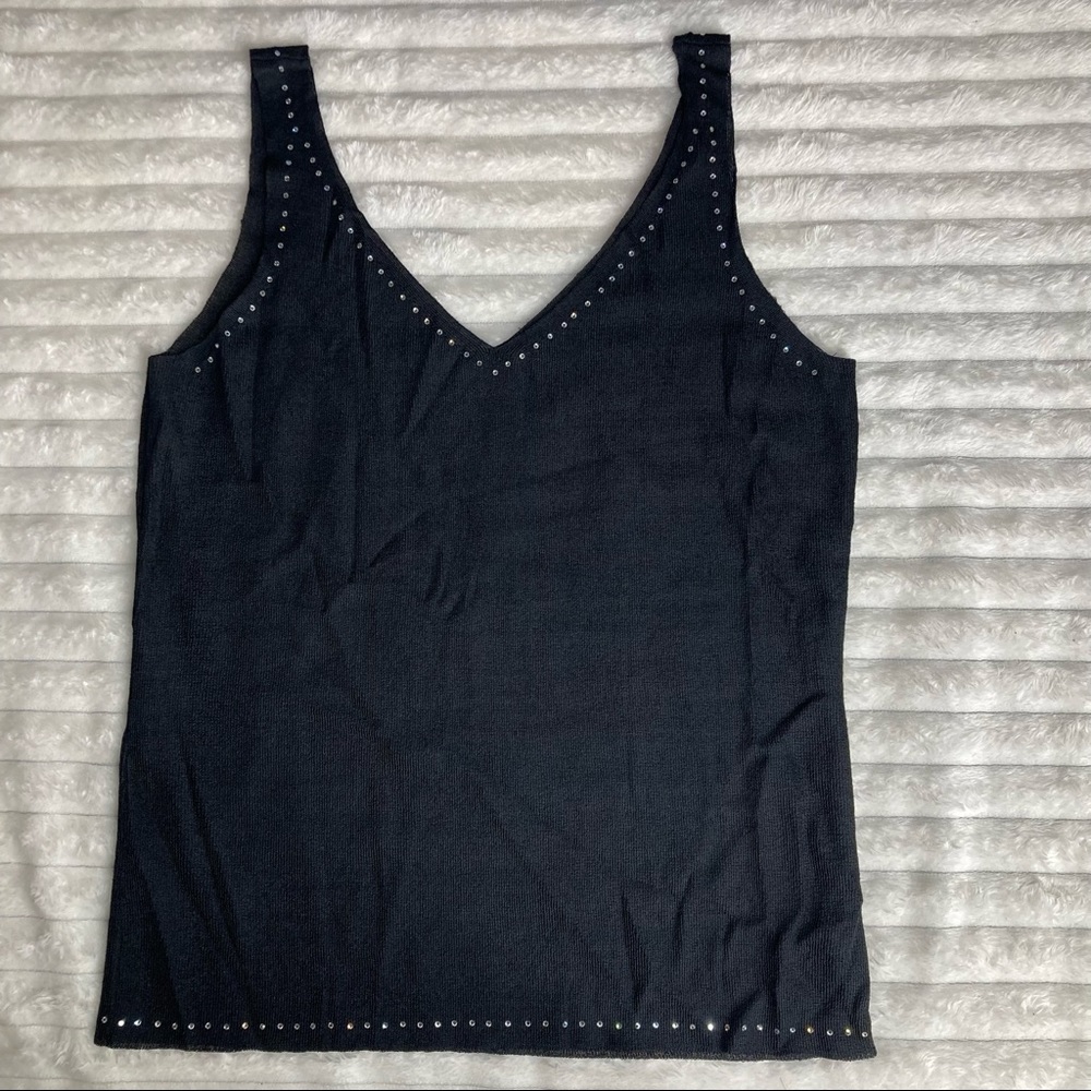 Dana Buchman Sequined V Neck Tank Top